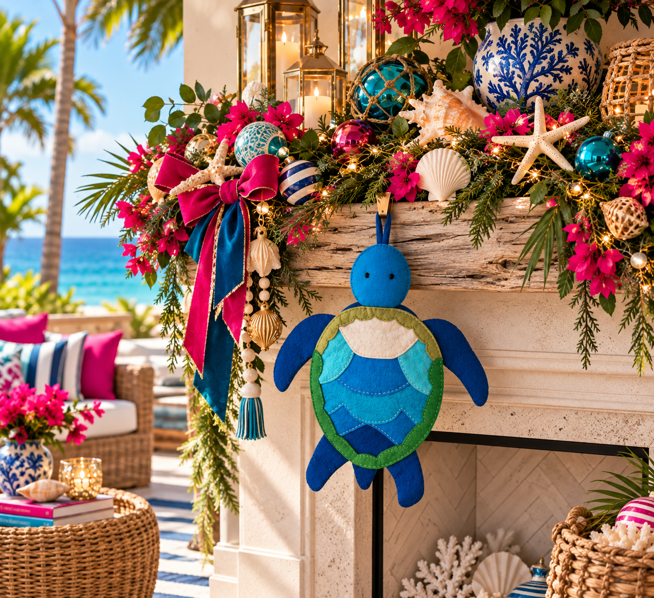 Sea Turtle Handmade Felt  Christmas Stocking
