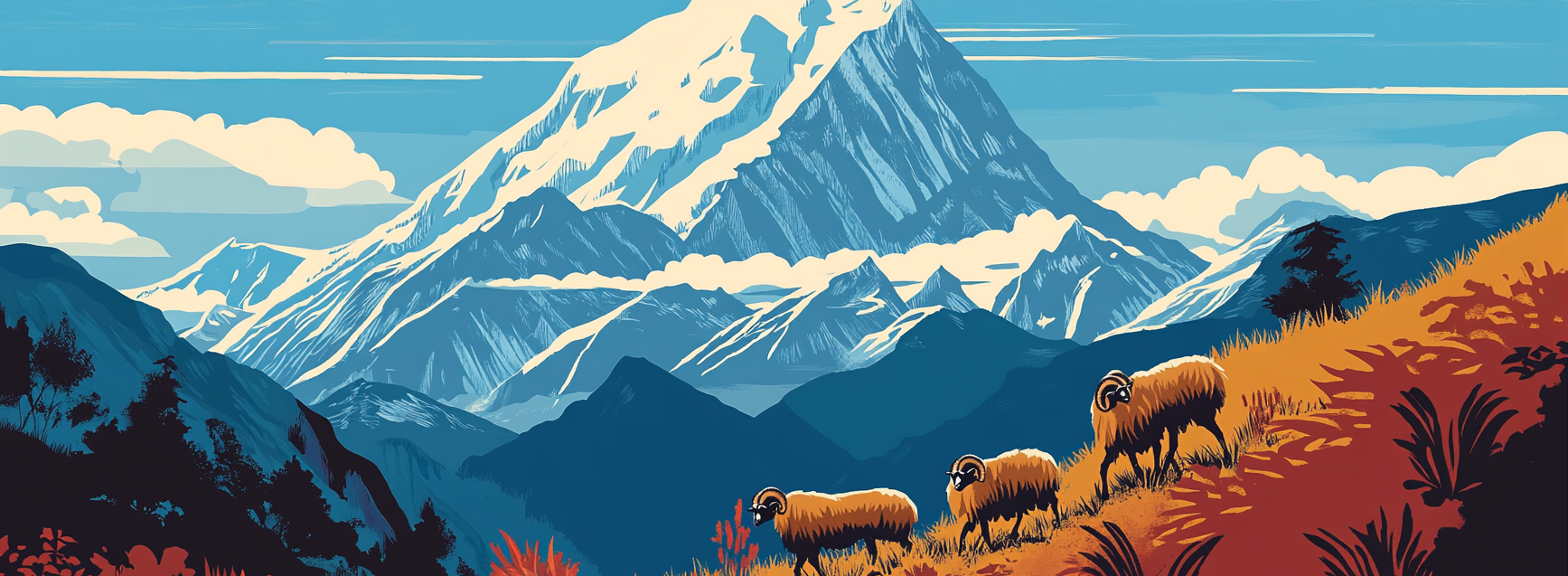 Globalfoodie vector art of himalayan sheep walking along base o 975debaf bdeb 40e4 84b8 95d400abacf8 2