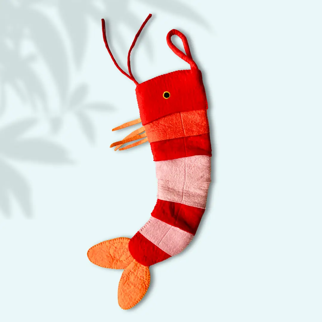 Shrimp Felt Christmas Stocking [PREORDER]