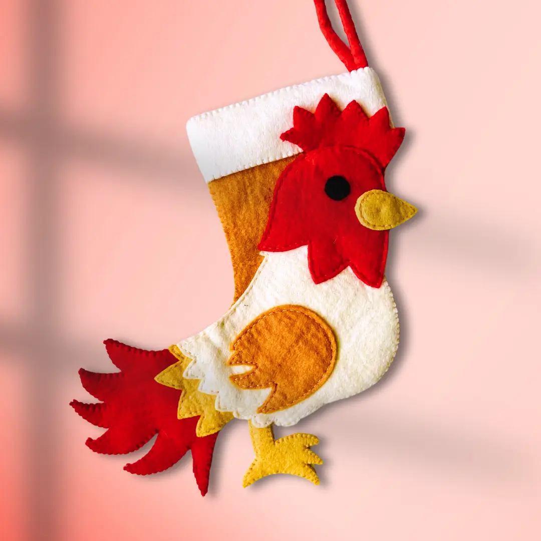 Rooster Felt Christmas Stocking [PREORDER]