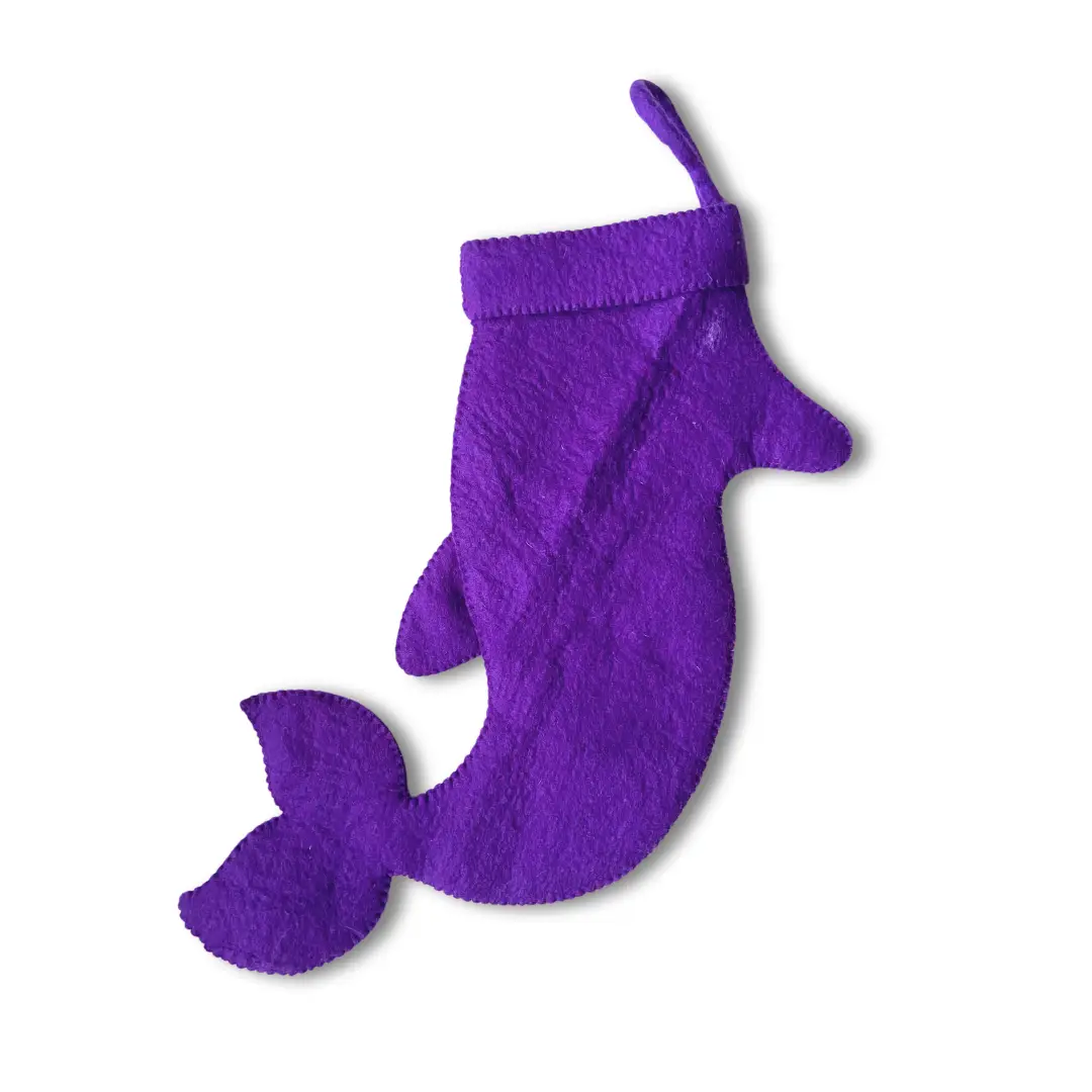 Purple Dolphin Felt Christmas Stocking [PREORDER]