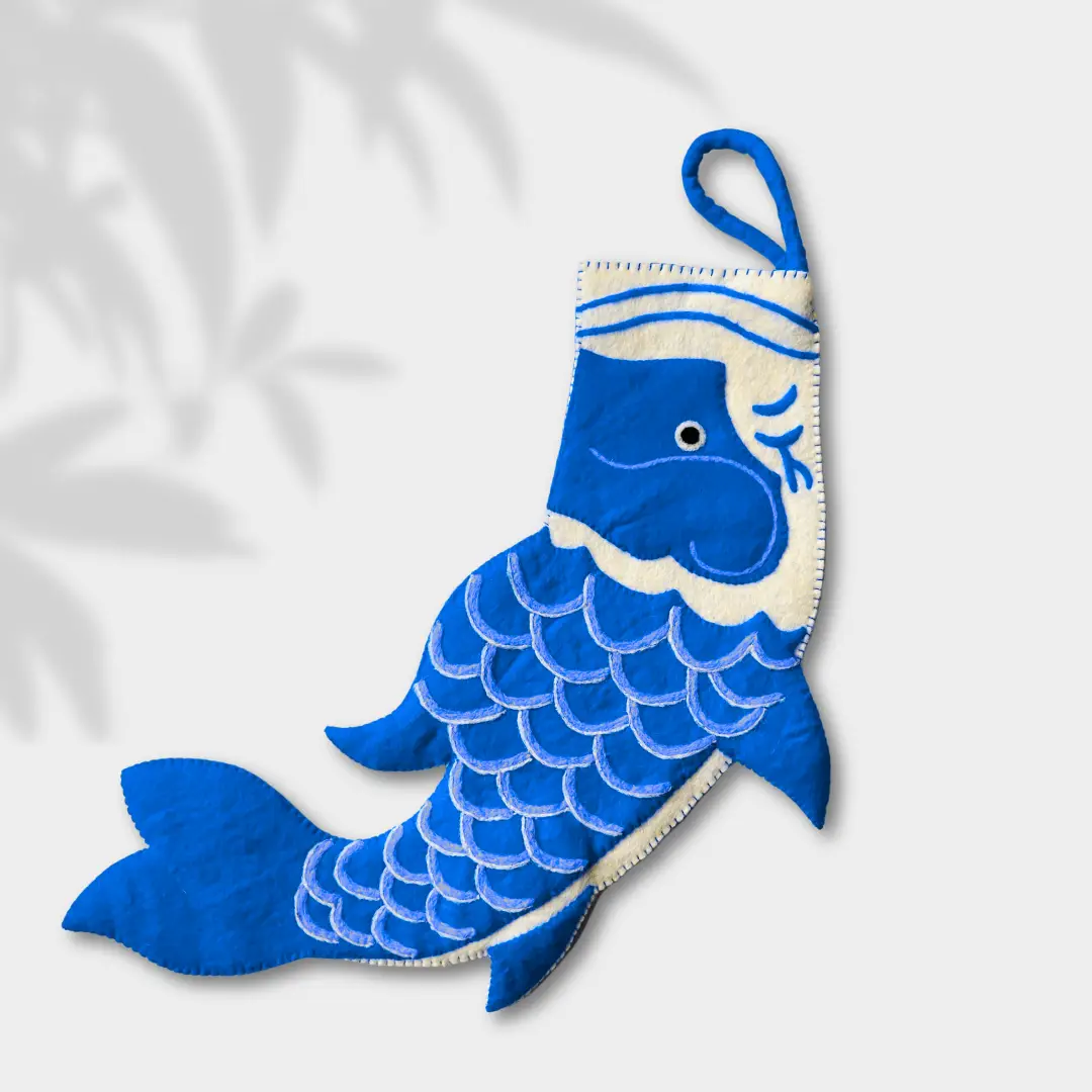 Blue Koinobori Felt Christmas Stocking [PREORDER]