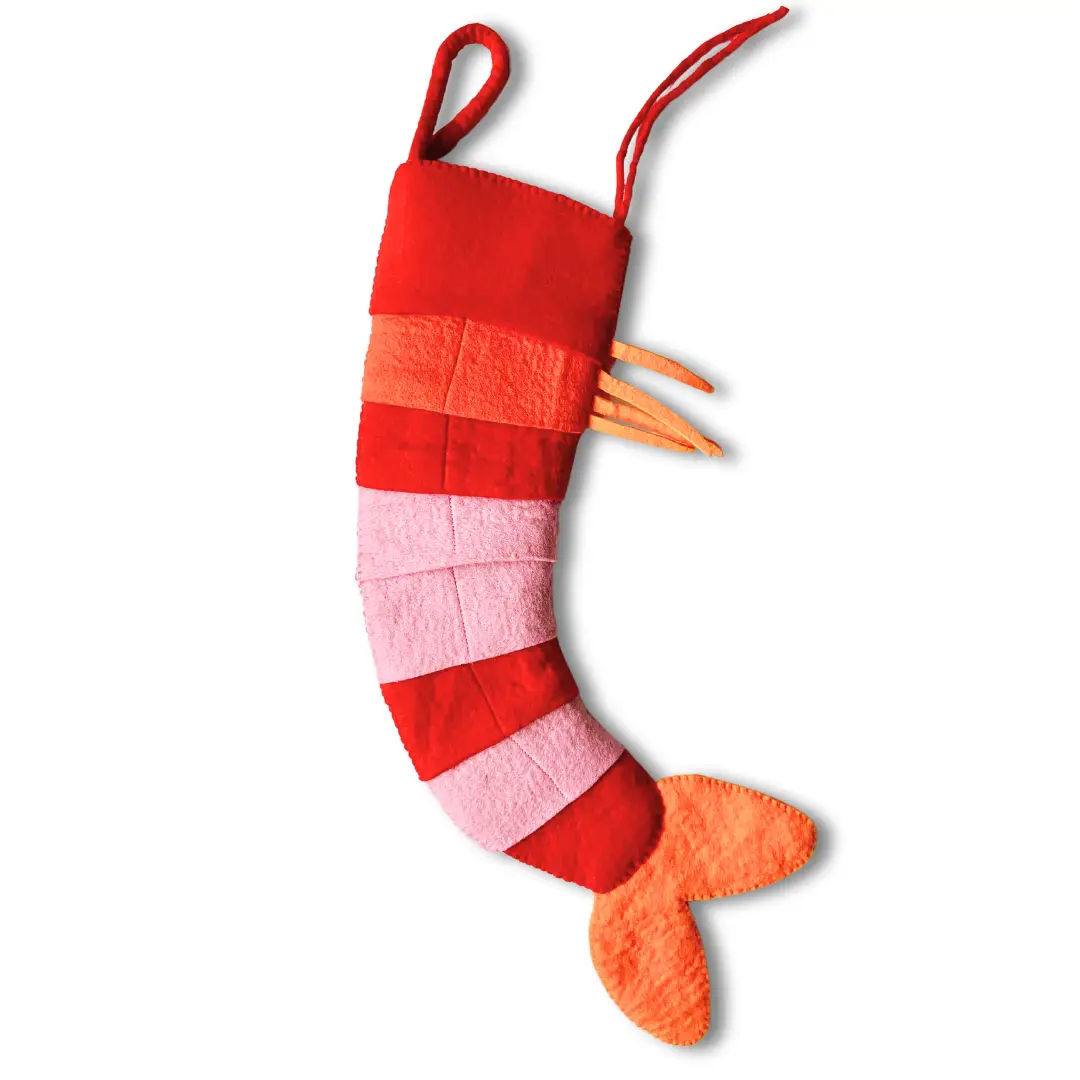 Shrimp Felt Christmas Stocking [PREORDER]