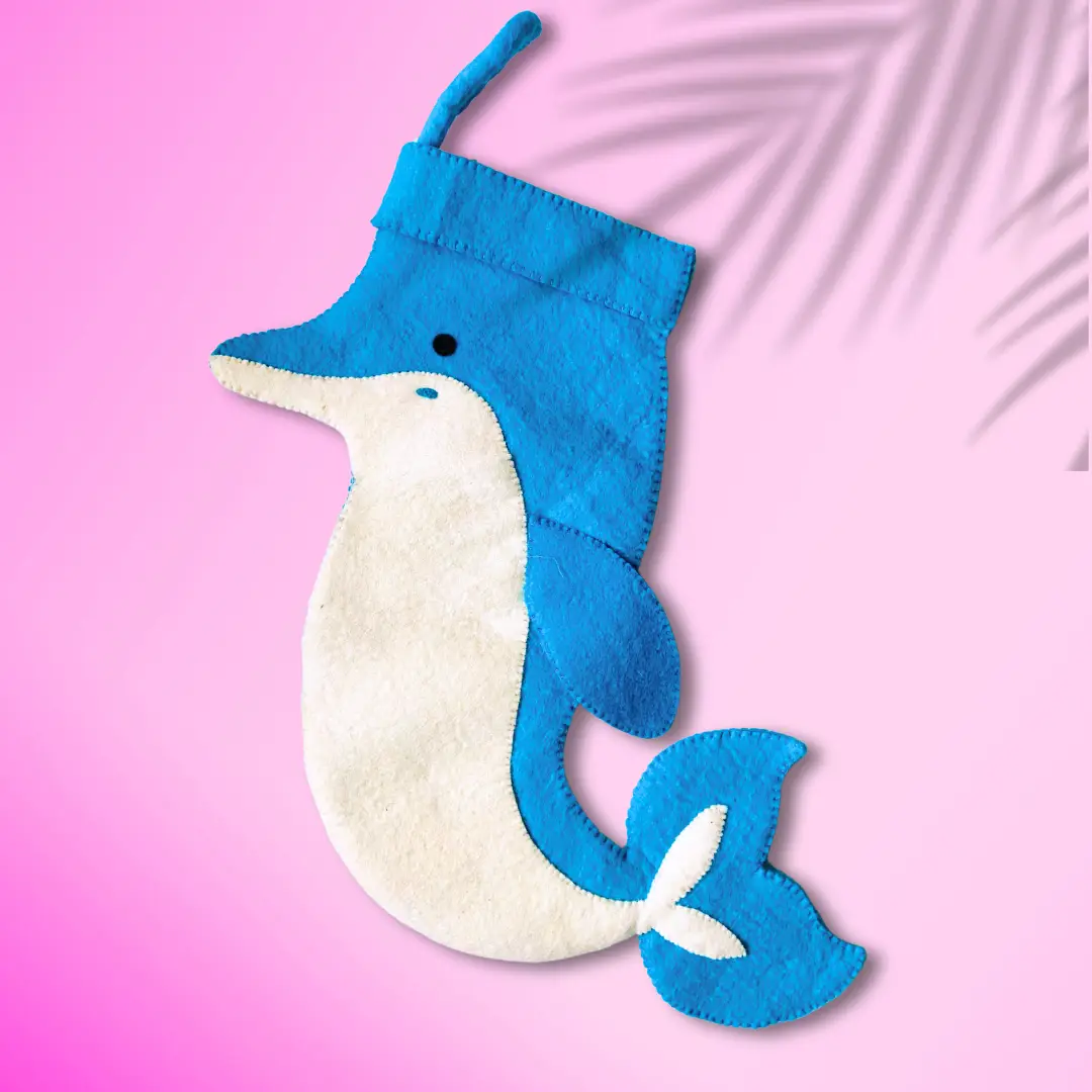 Blue Dolphin Felt Christmas Stocking [PREORDER]
